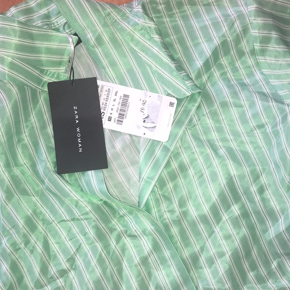 ZARA green striped oversized shirt/dress,XS!NWT - Picture 7 of 9